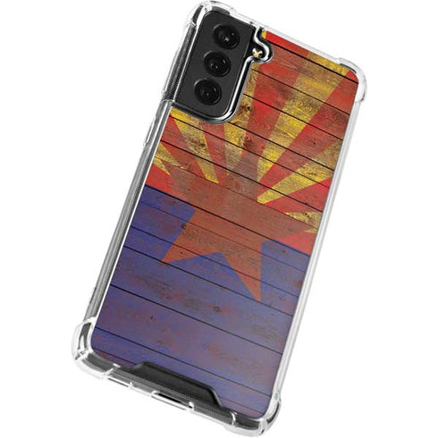 Arizona Flag Dark Wood Galaxy S21 FE Clear Case